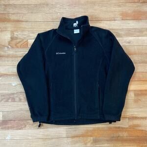 Columbia Jacket Womens Small Black Full Zip Fleece Hiking Preppy Casual Outdoors